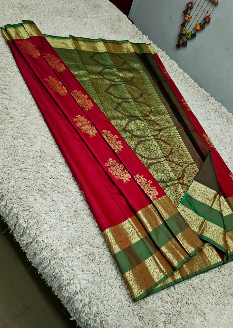 Korvai Oval Malar Butta Semi Kanchipuram Silk Saree